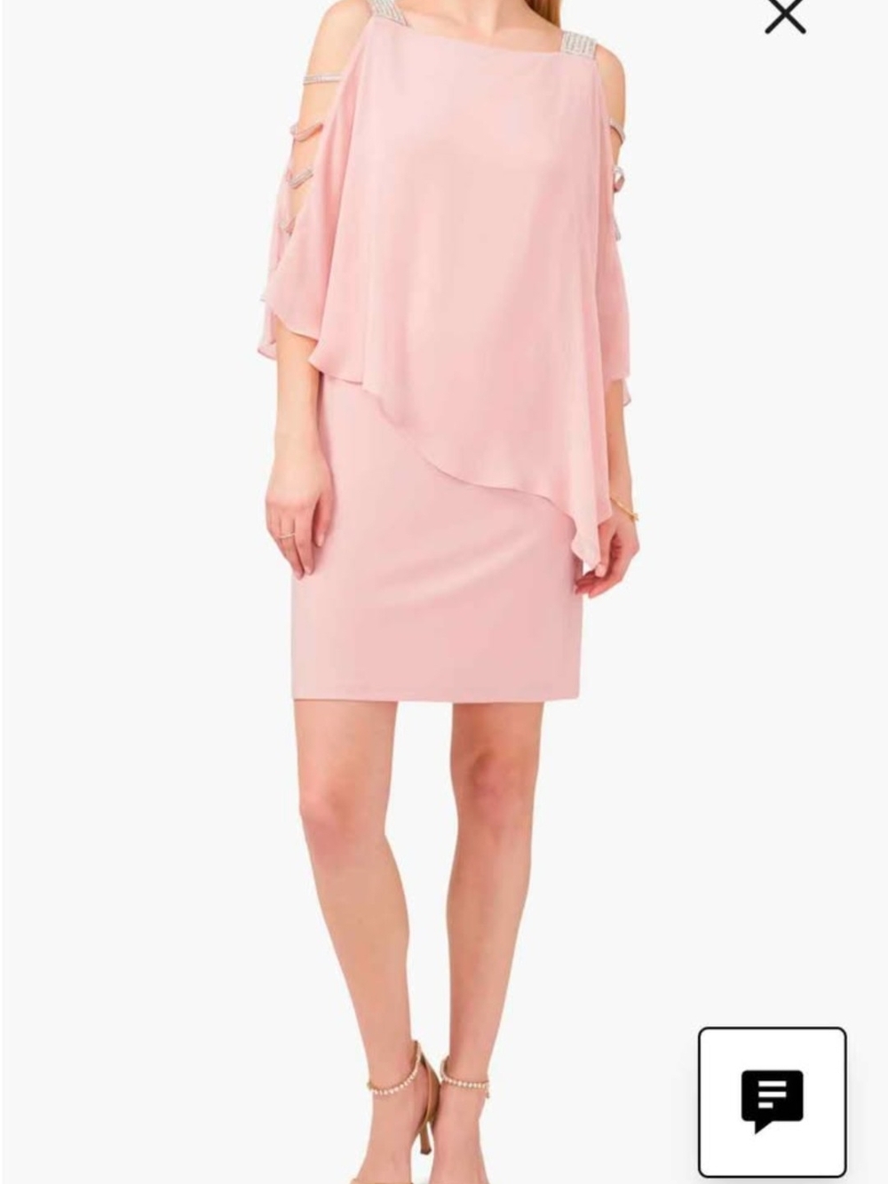 MSK Blush Pink Cold-Shoulder Mini Dress with Jeweled Straps